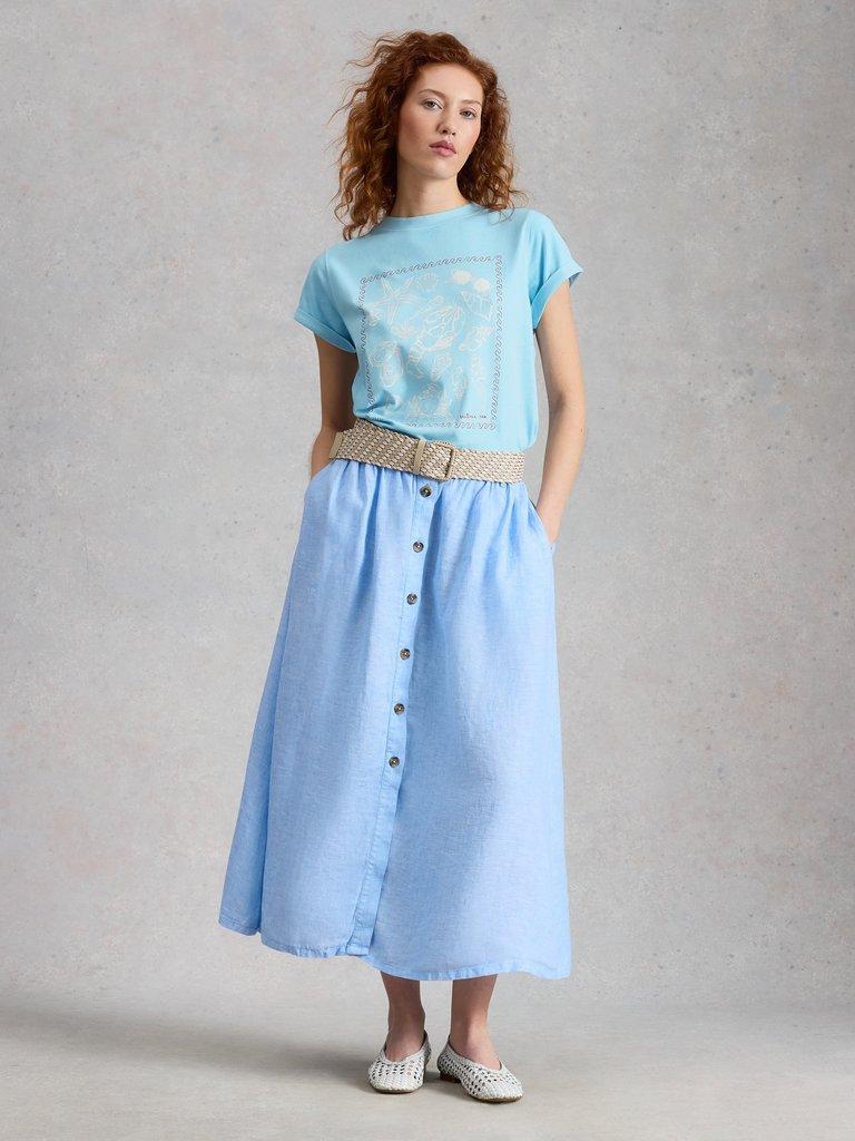 GINA GRAPHICS TEE in BLUE PR - MODEL FRONT