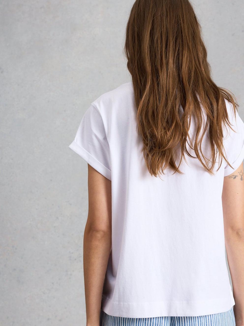 GINA GRAPHICS TEE in IVORY PR - MODEL BACK