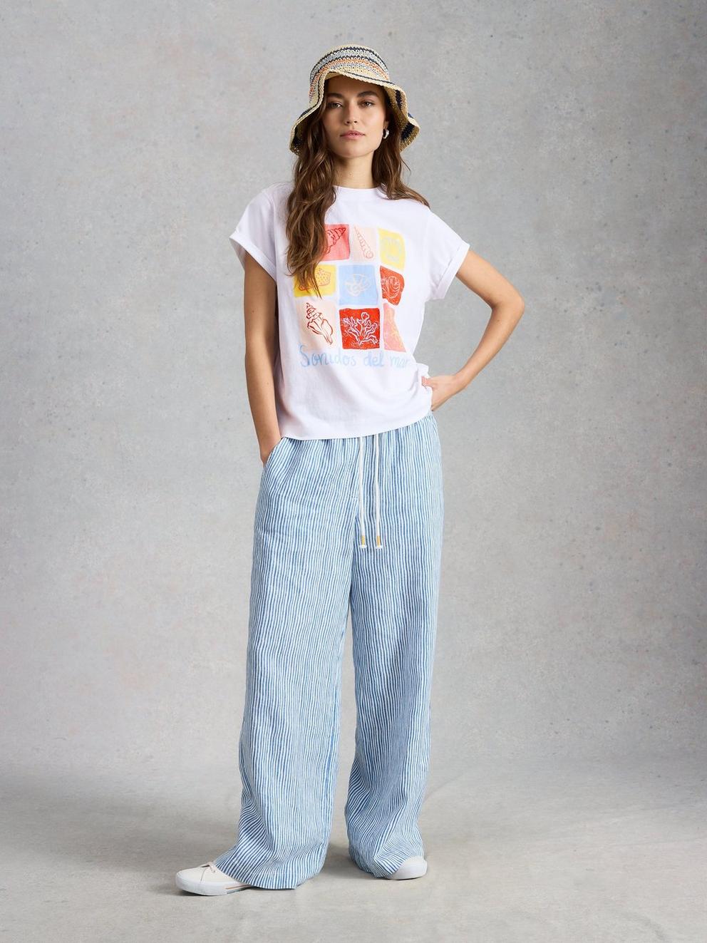 GINA GRAPHICS TEE in IVORY PR - MODEL FRONT