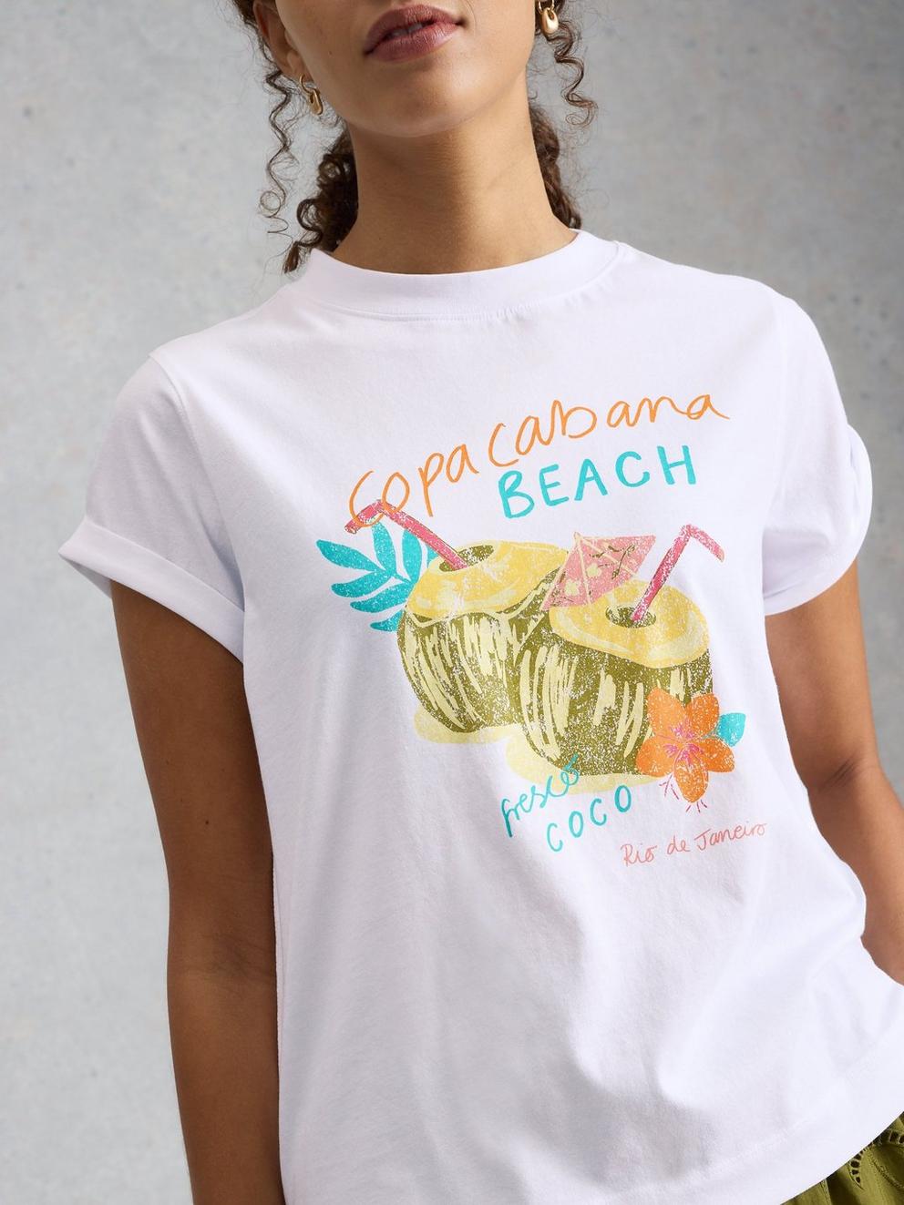 GINA GRAPHICS TEE in WHITE MLT - MODEL DETAIL