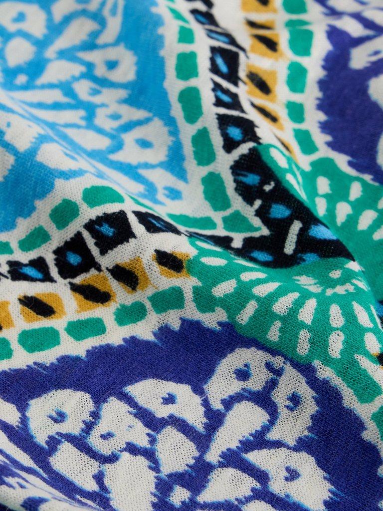 ROWAN LINEN T-SHIRT in BLUE PR - FLAT DETAIL