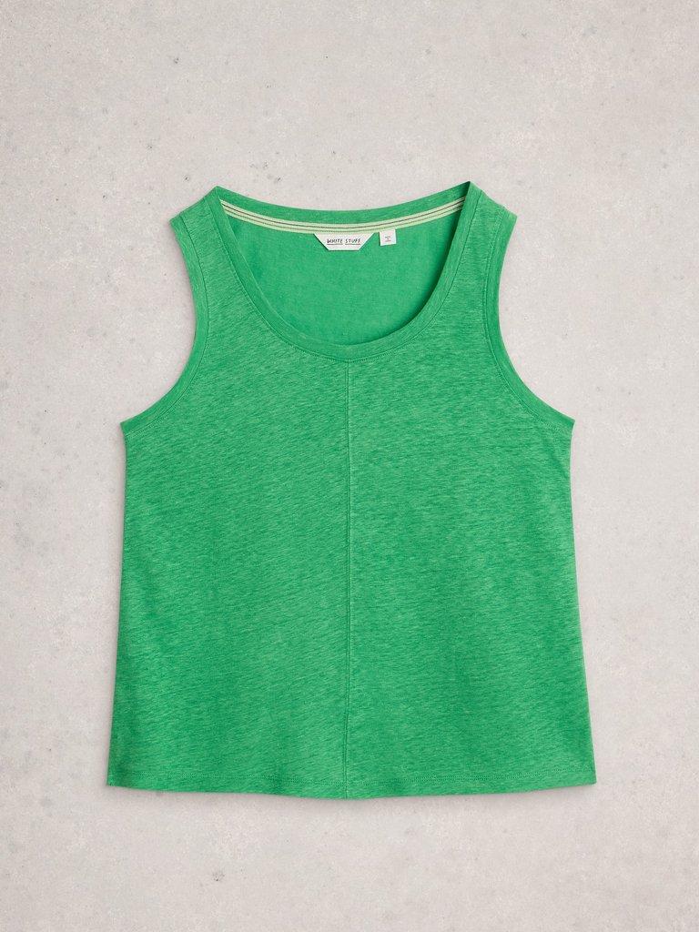 SCARLETTE LINEN VEST in BRT GREEN - FLAT FRONT