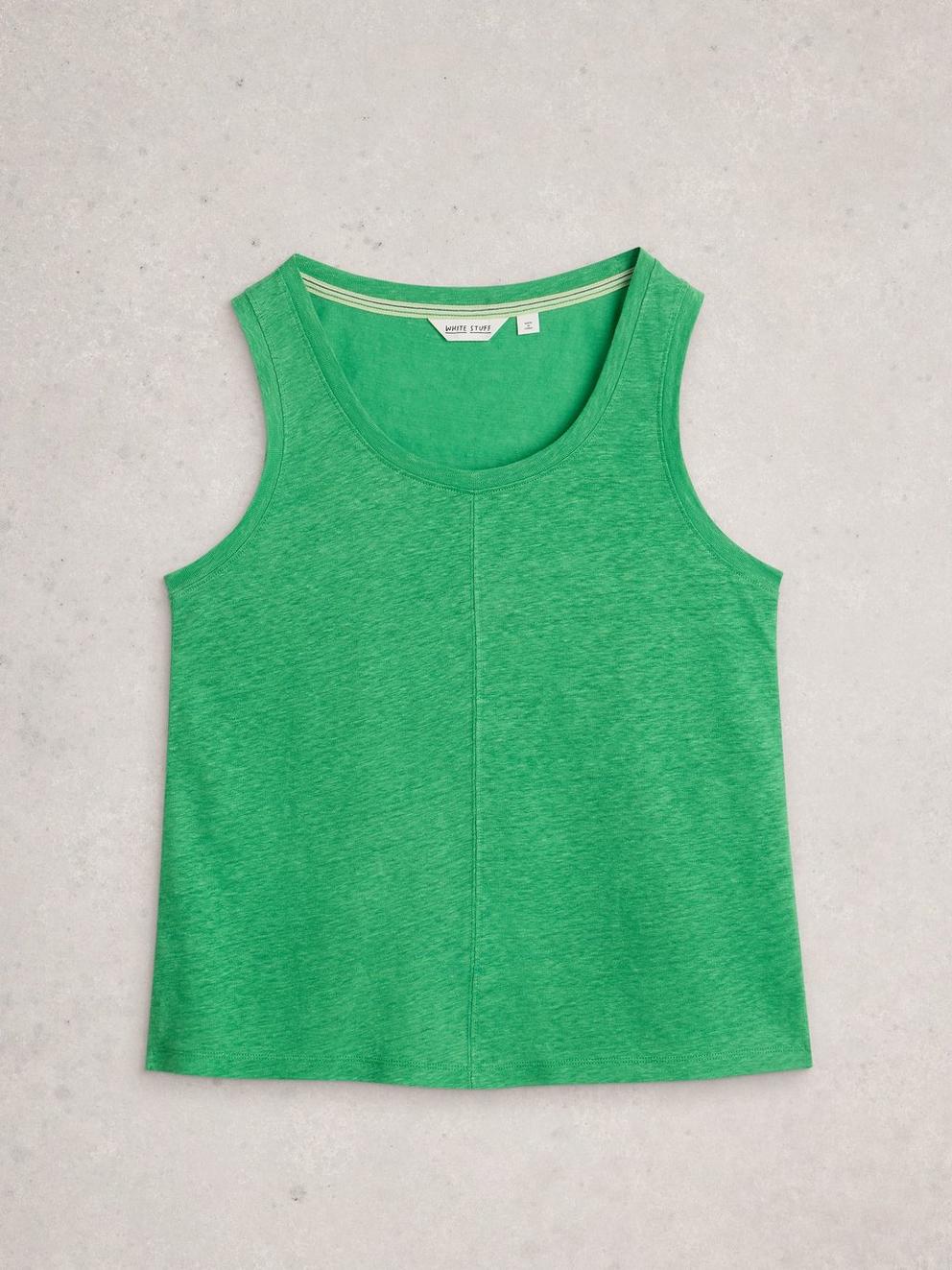 SCARLETTE LINEN VEST in BRT GREEN - FLAT FRONT