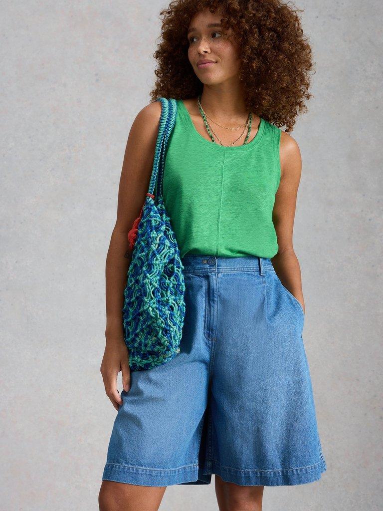 SCARLETTE LINEN VEST in BRT GREEN - LIFESTYLE