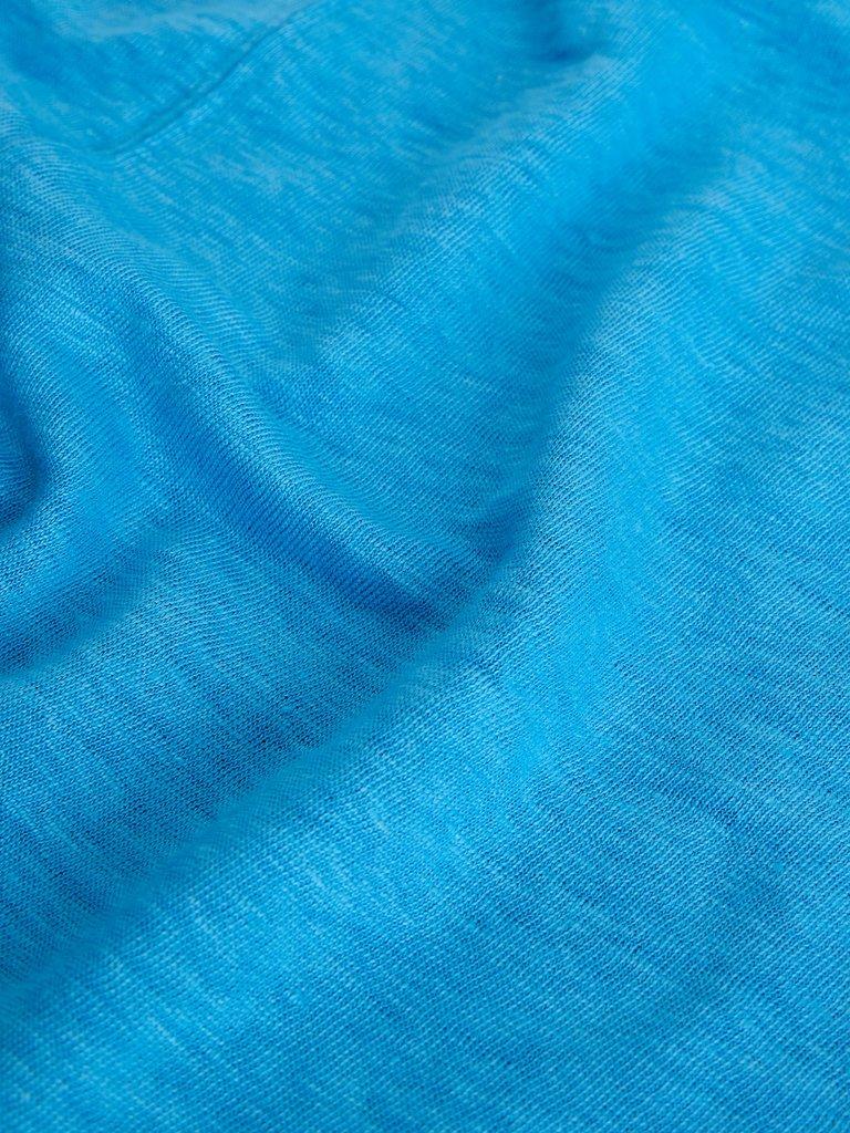 SCARLETTE LINEN VEST in MID BLUE - FLAT DETAIL