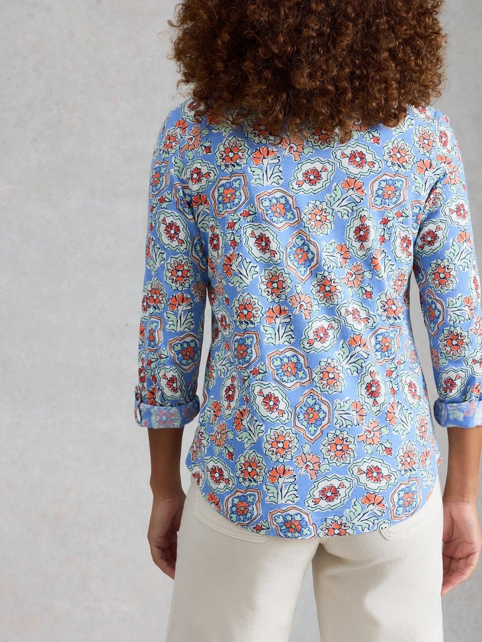 ANNIE JERSEY SHIRT in BLUE PR - MODEL BACK