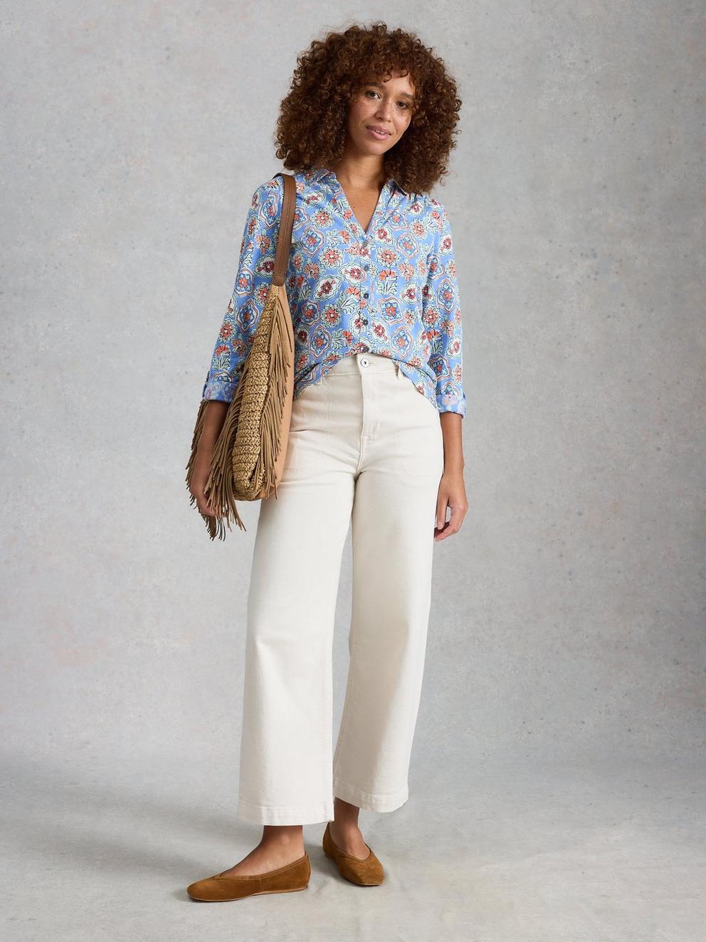 ANNIE JERSEY SHIRT in BLUE PR - MODEL FRONT