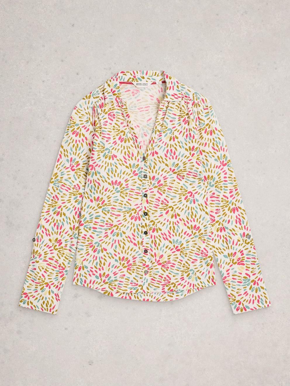 ANNIE JERSEY SHIRT in IVORY MLT - FLAT FRONT