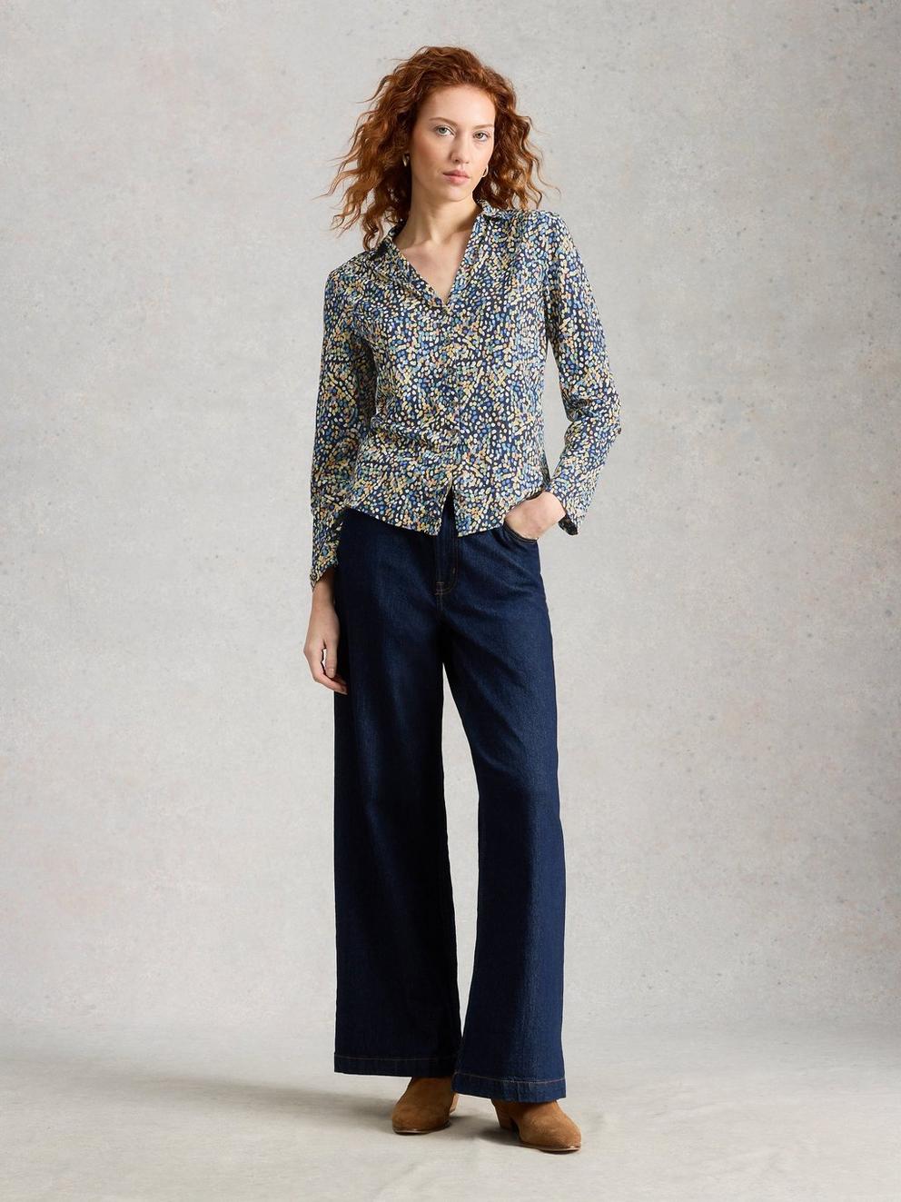 ANNIE JERSEY SHIRT in NAVY PR - MODEL FRONT