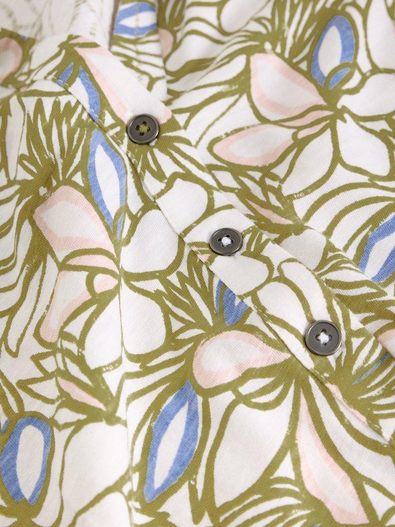 ANNIE COLLARED SHORT SLEEVE JERSEY SHIRT in GREEN MLT - FLAT DETAIL