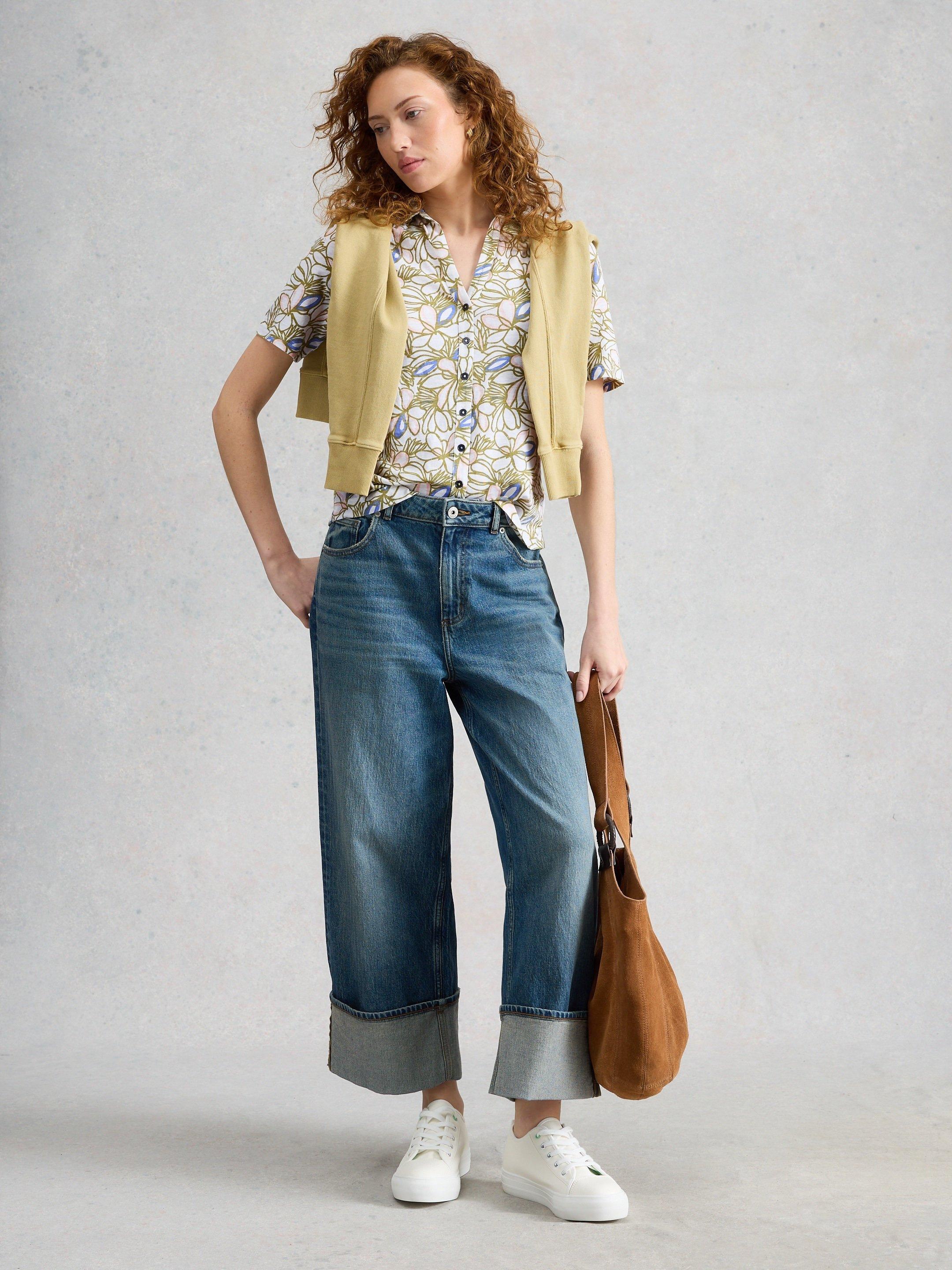 ANNIE COLLARED SHORT SLEEVE JERSEY SHIRT