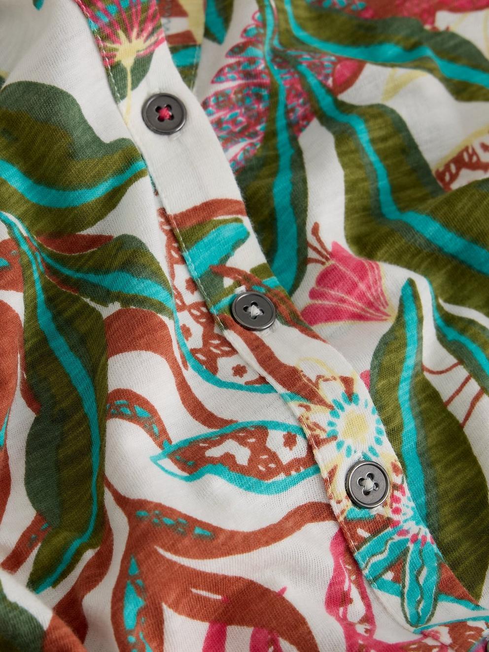 ANNIE COLLARED SHORT SLEEVE JERSEY SHIRT in IVORY PR - FLAT DETAIL