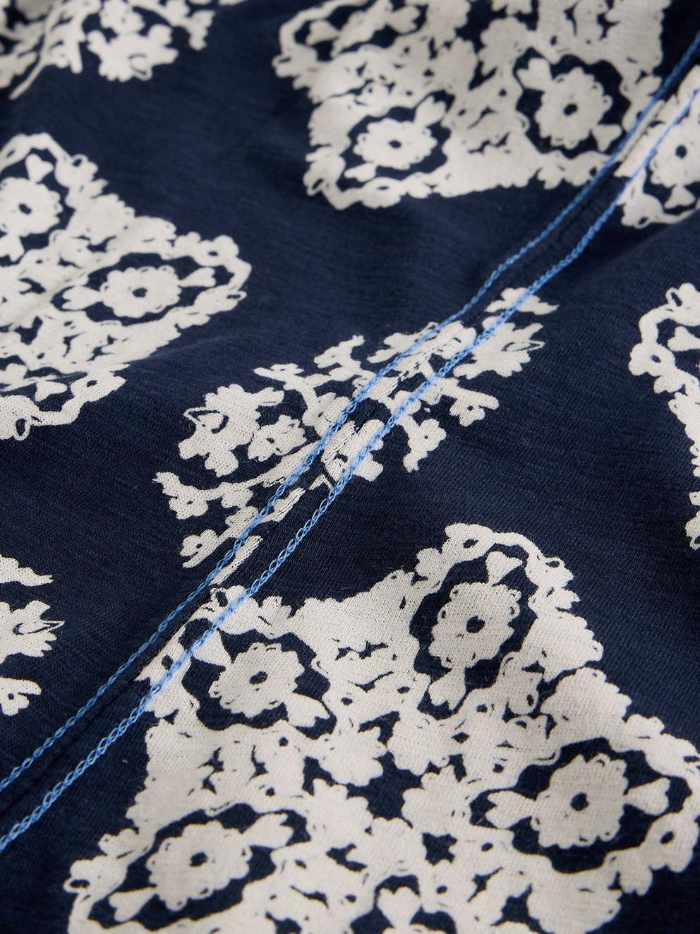 ANNIE COLLARED SHORT SLEEVE JERSEY SHIRT in NAVY PR - FLAT DETAIL