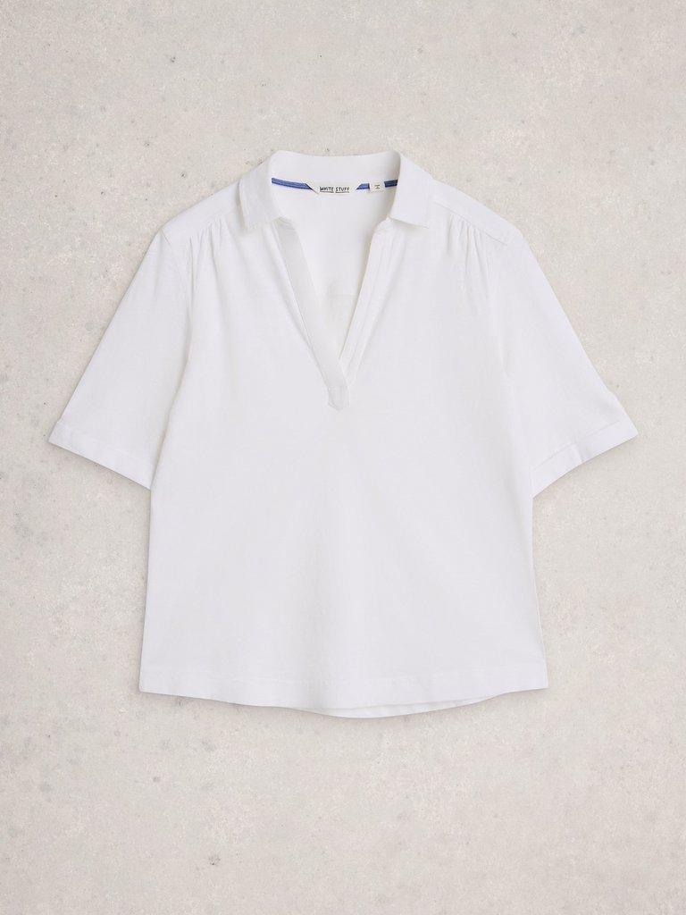 ALLIE SS JERSEY SHIRT in BRIL WHITE - FLAT FRONT