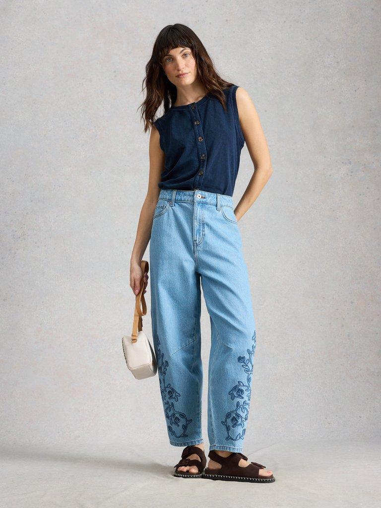 SIMONE TANK in INDIGO BLE - MODEL FRONT