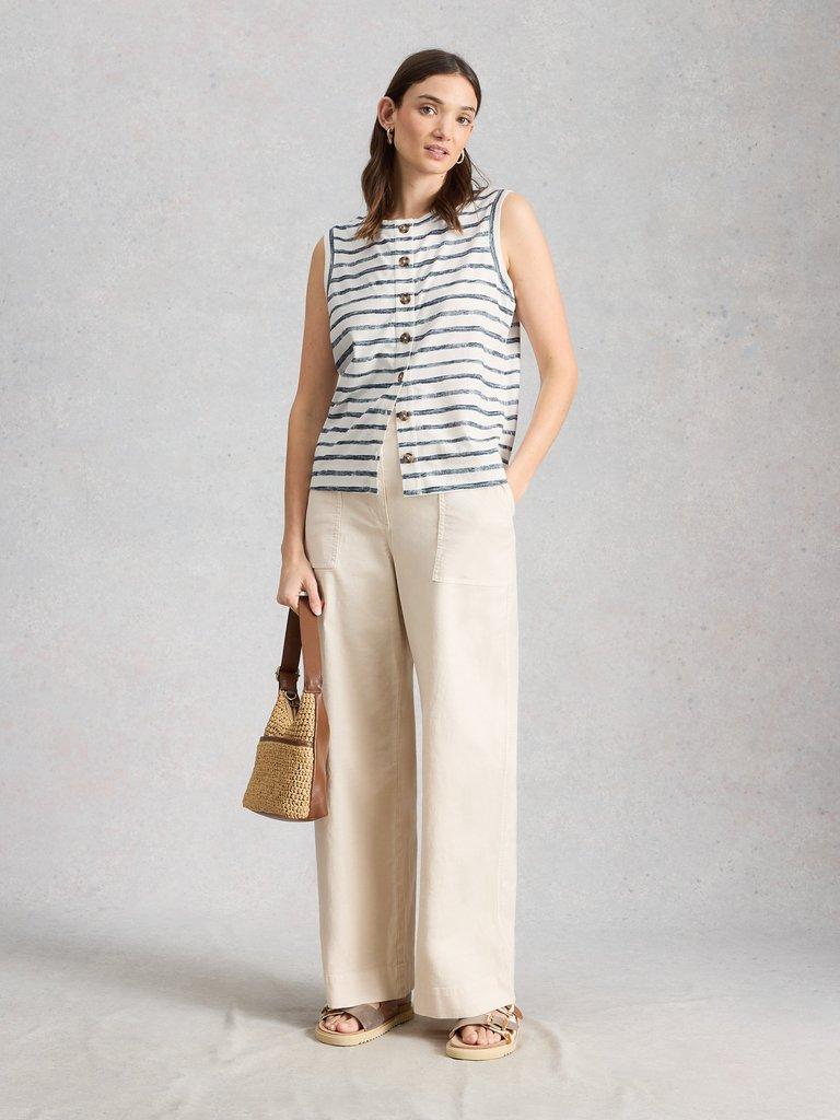 SIMONE TANK in IVORY MLT - MODEL FRONT