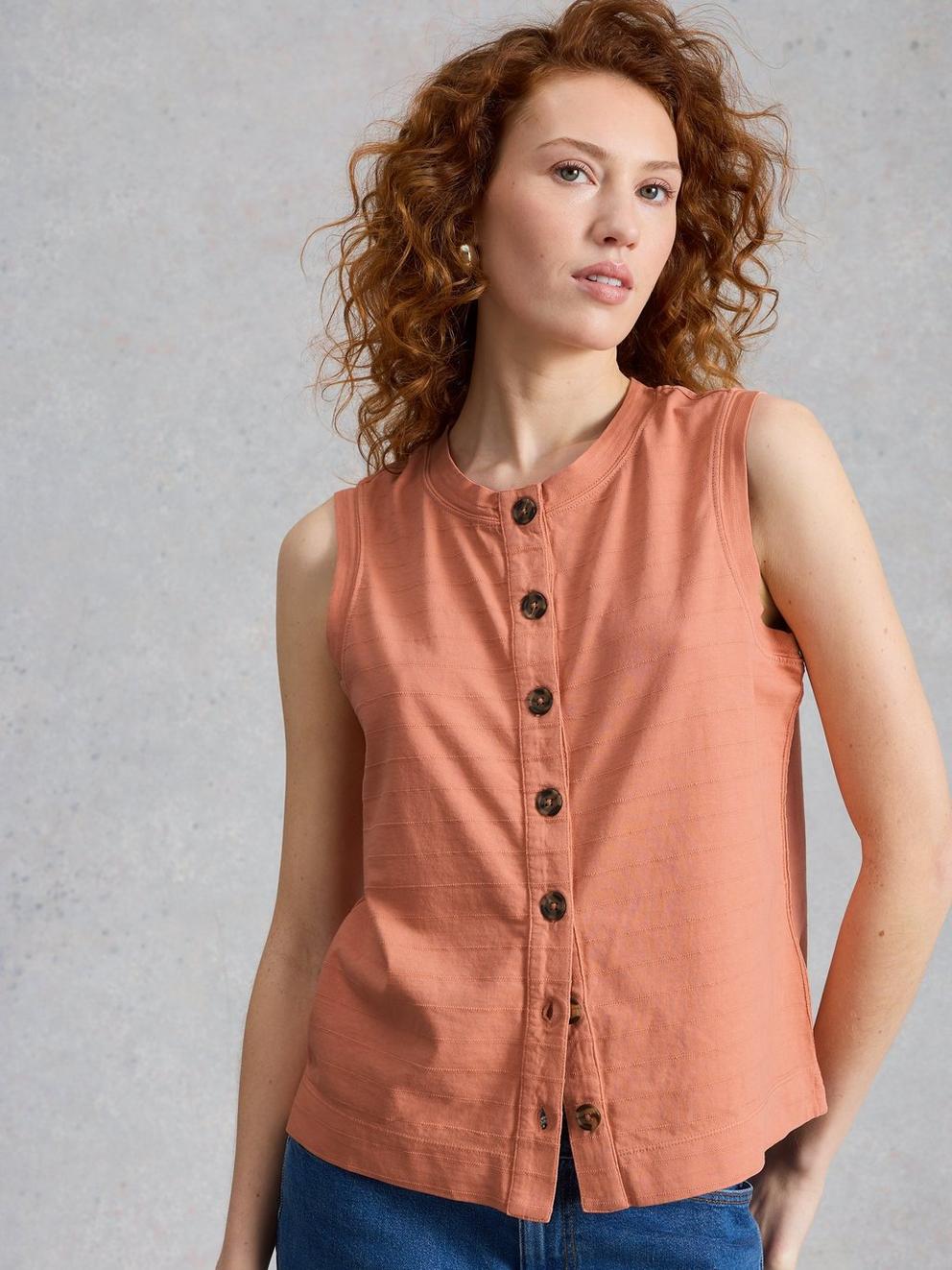 SIMONE TANK in LGT ORANGE - MODEL DETAIL