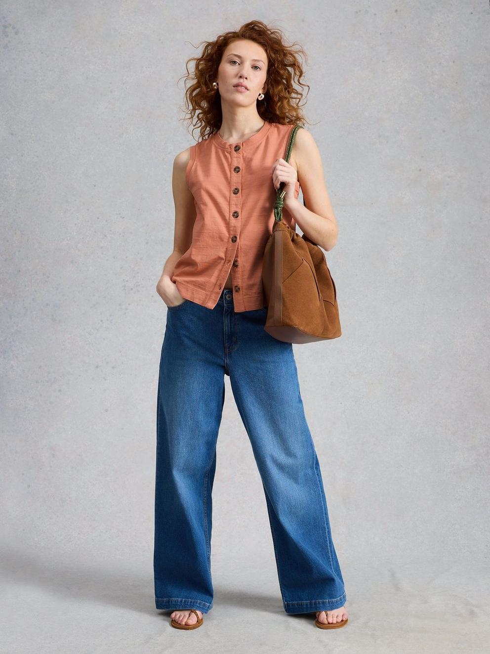 SIMONE TANK in LGT ORANGE - MODEL FRONT