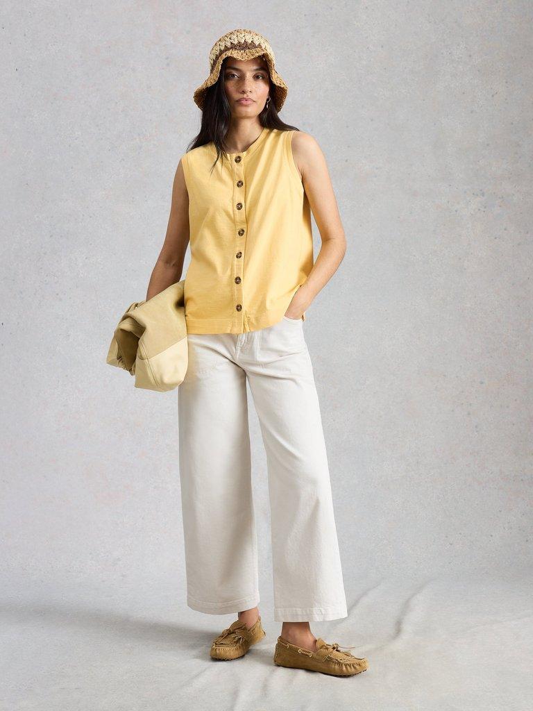 SIMONE TANK in LGT YELLOW - MODEL FRONT