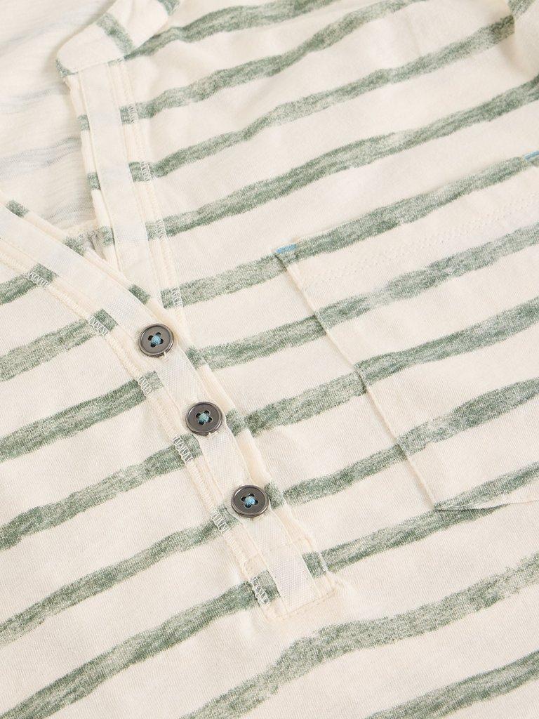 CECILY STRIPE SHIRT in GREEN MLT - FLAT DETAIL