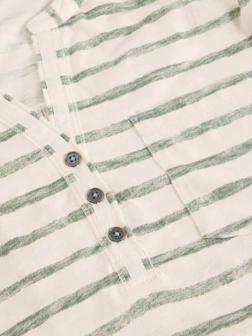 CECILY STRIPE SHIRT in GREEN MLT - FLAT DETAIL