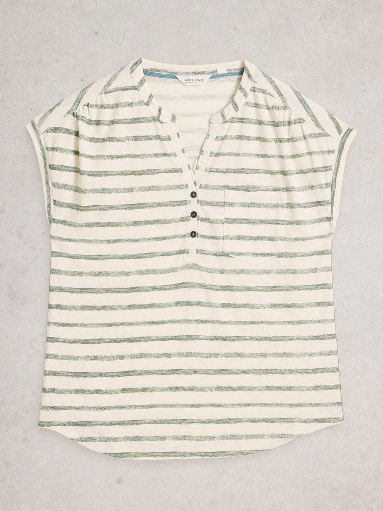 CECILY STRIPE SHIRT in GREEN MLT - FLAT FRONT