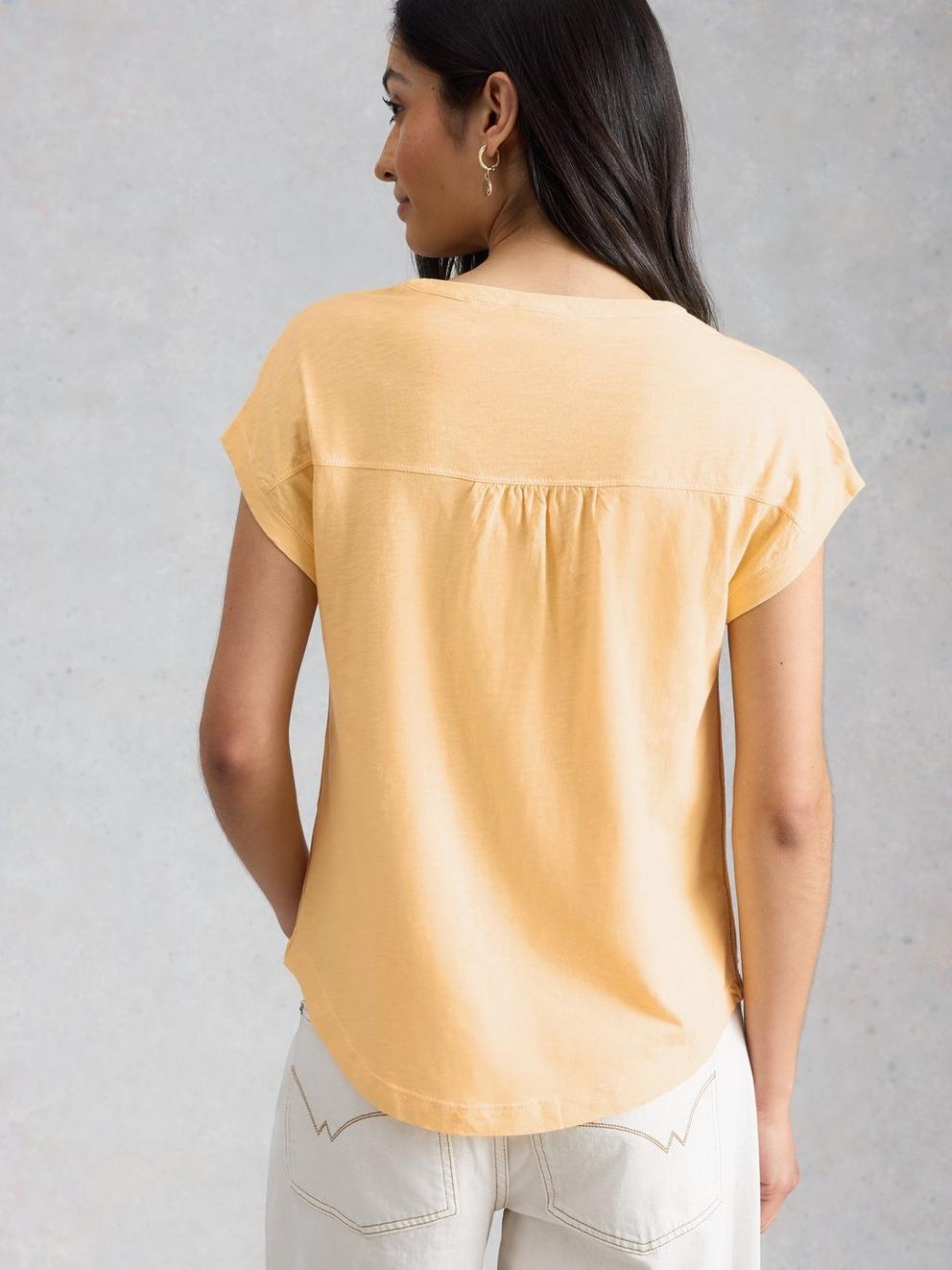 CECILY SHIRT in LGT YELLOW - MODEL BACK