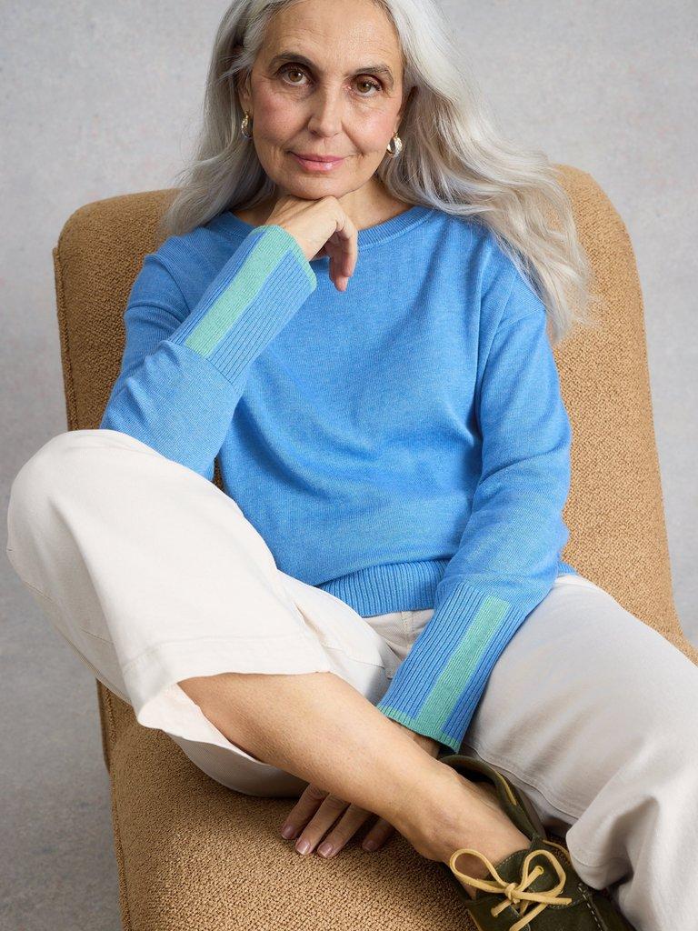 OLIVE JUMPER CREW NECK in MID BLUE - LIFESTYLE