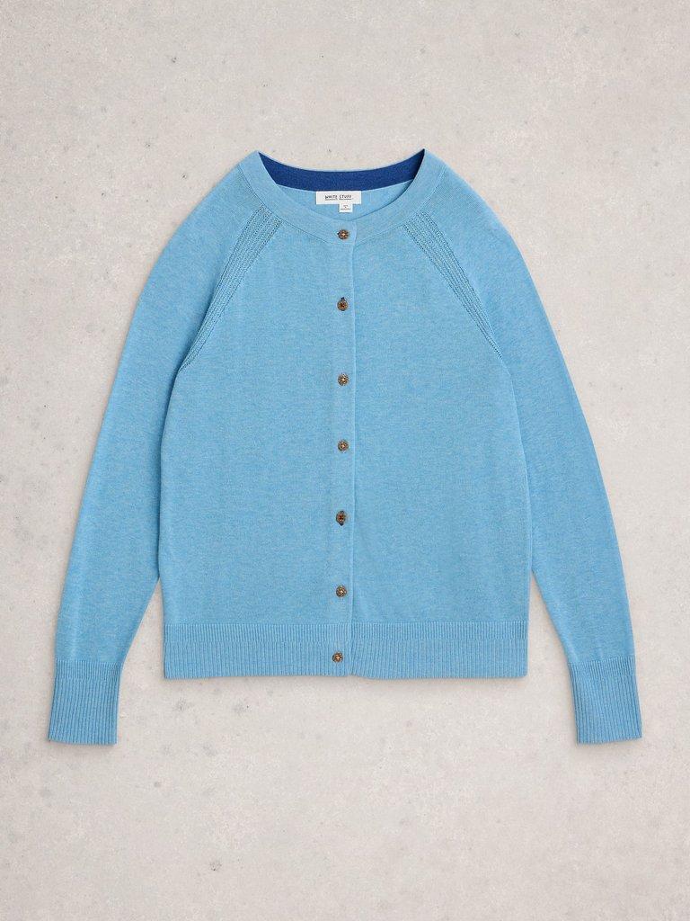 LULU BUTTON CARDIGAN in LGT BLUE - FLAT FRONT