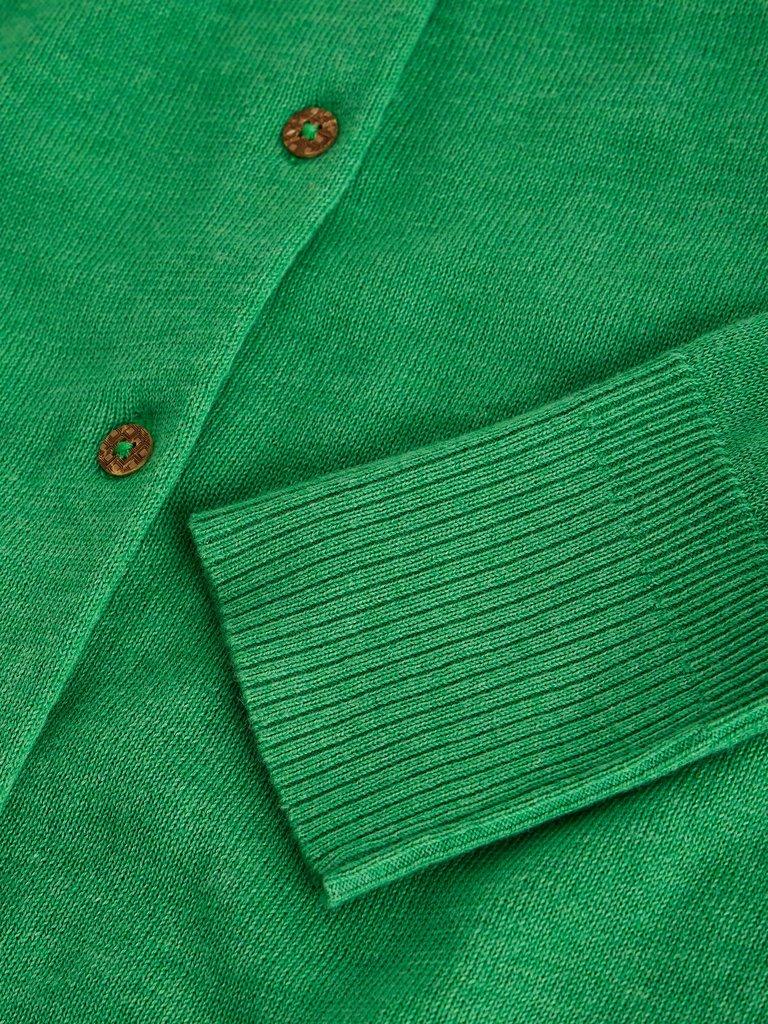 LULU BUTTON CARDIGAN in MID GREEN - FLAT DETAIL