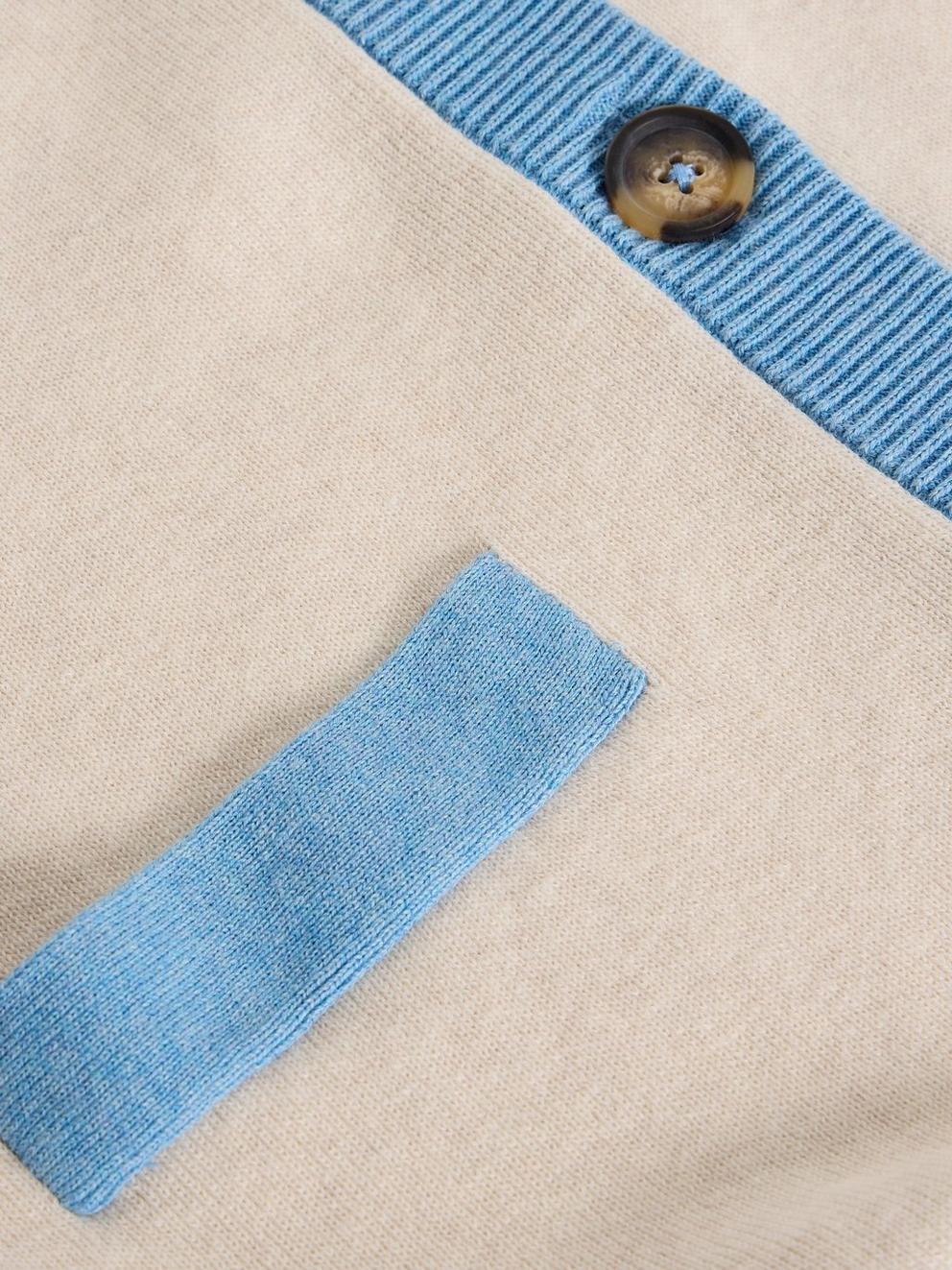 CHARLOTTE SHORT SLEEVE CREW NECK CARDI in IVORY MLT - FLAT DETAIL