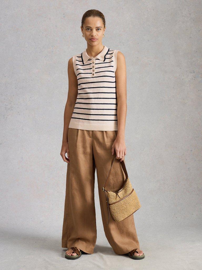 CANDICE STRIPE COLLAR VEST in IVORY MLT - MODEL FRONT
