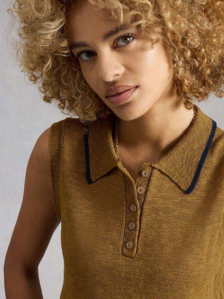 CANDICE COLLAR VEST in KHAKI GRN - LIFESTYLE