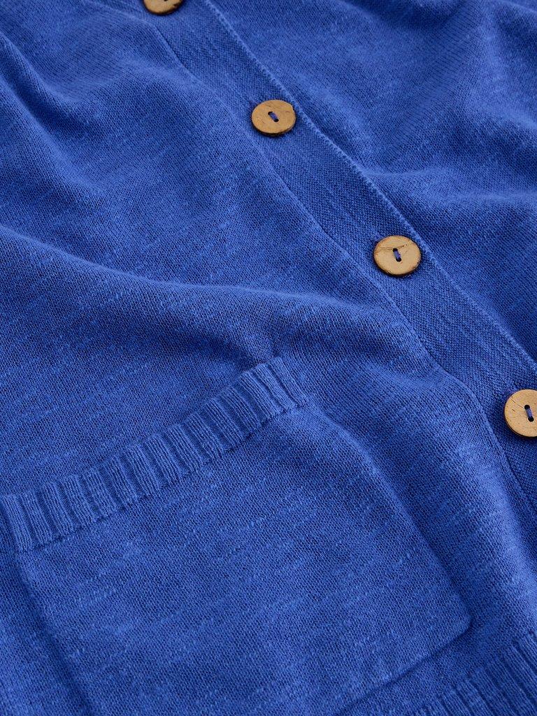 NOVA LINEN BLEND CARDIGAN in BRT BLUE - FLAT DETAIL