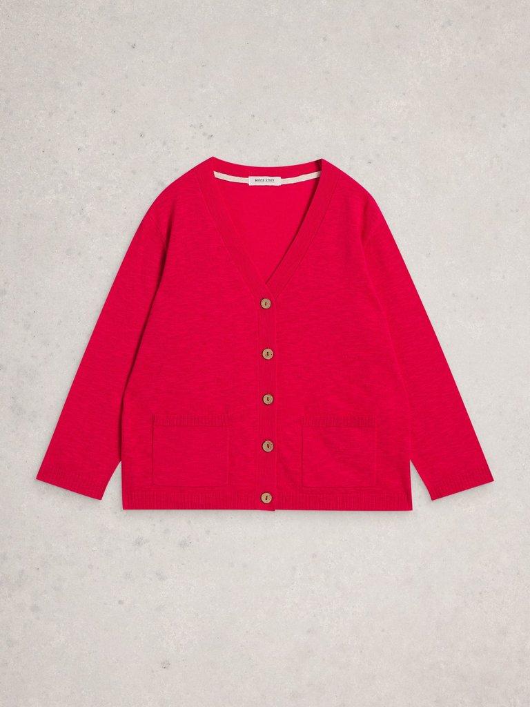 NOVA LINEN BLEND CARDIGAN in DK PINK - FLAT FRONT