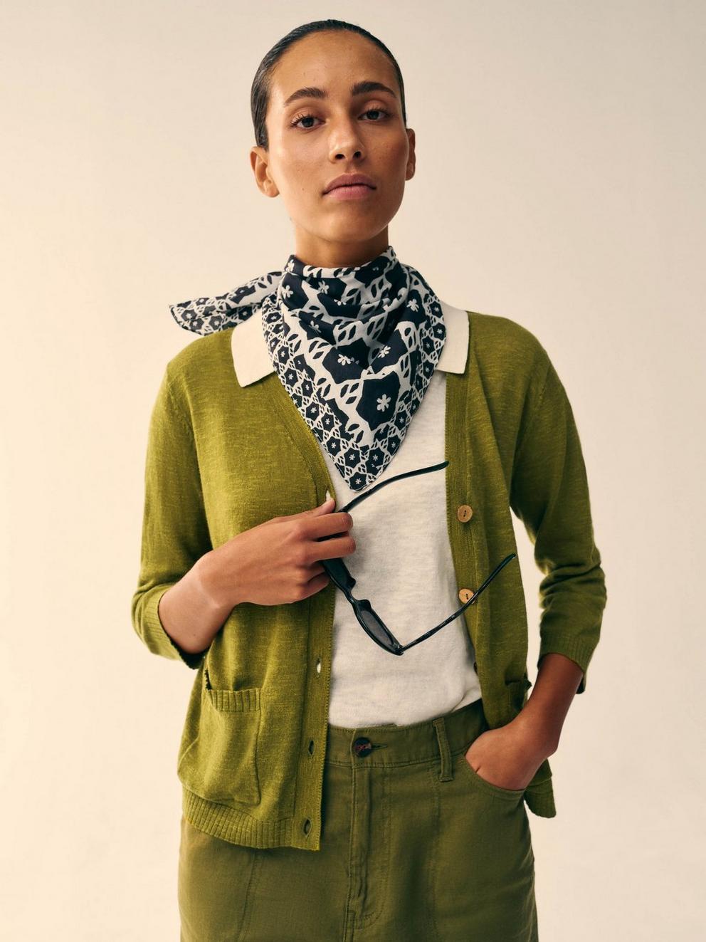 NOVA CARDIGAN in MID GREEN - MIXED