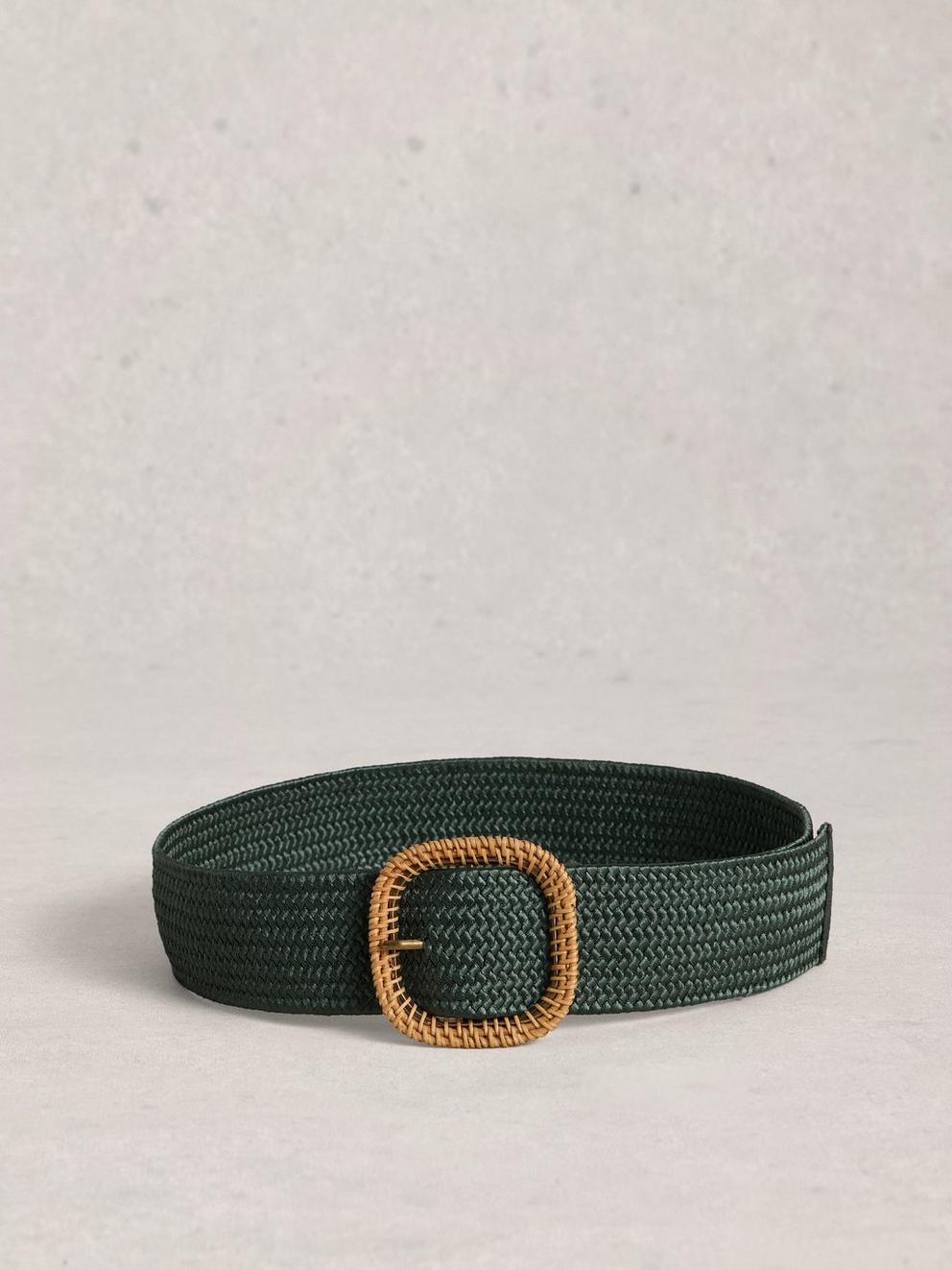 Summer Weave Belt in KHAKI GRN - FLAT BACK