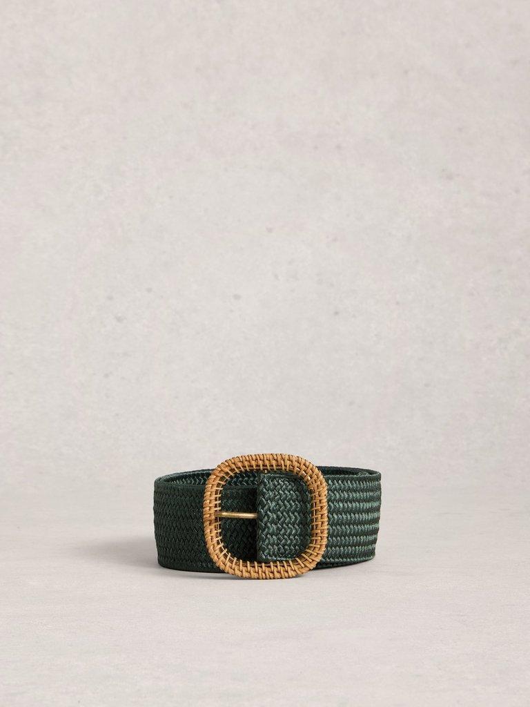 Summer Weave Belt in KHAKI GRN - FLAT FRONT