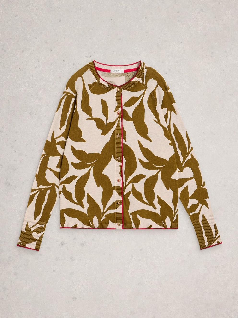 LULU PRINT CARDIGAN in GREEN PR - FLAT FRONT