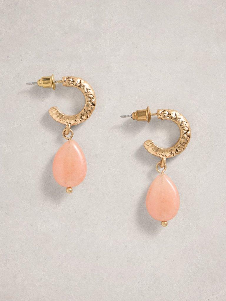 Rachel SemiPrecious Earring in MID CORAL - FLAT FRONT