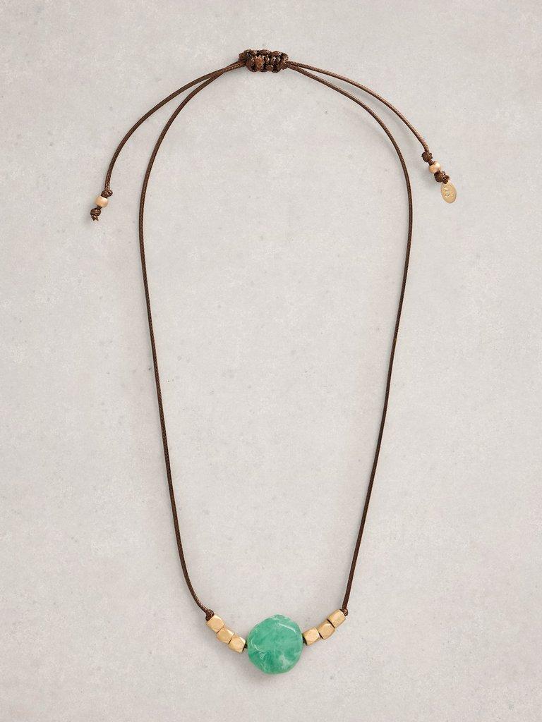 Jo Cord Bead Necklace in BRT TEAL - FLAT FRONT