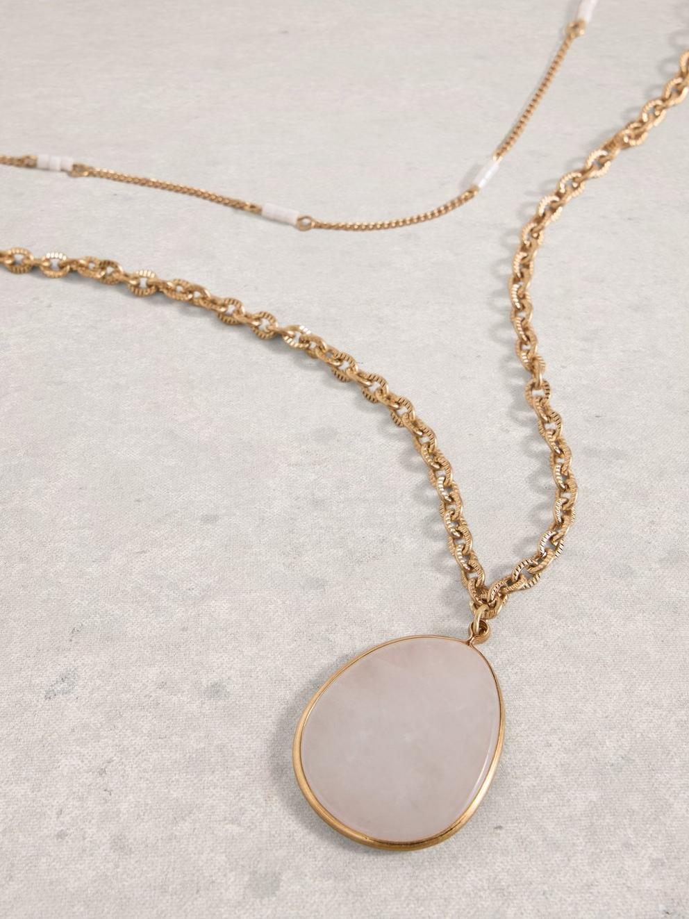 Priya Stone Necklace in LGT PINK - FLAT DETAIL
