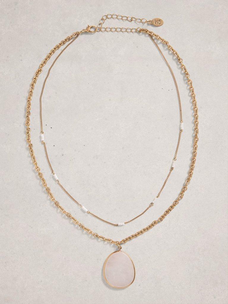 Priya Stone Necklace in LGT PINK - FLAT FRONT