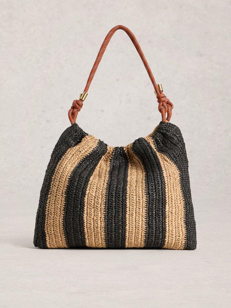 Callie Raffia Shoulder Bag in BLK MLT - LIFESTYLE