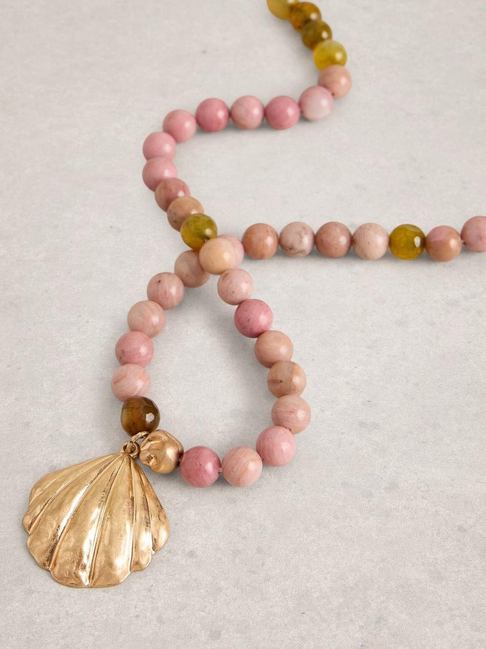 Shelly Charm Necklace in MID PINK - FLAT DETAIL