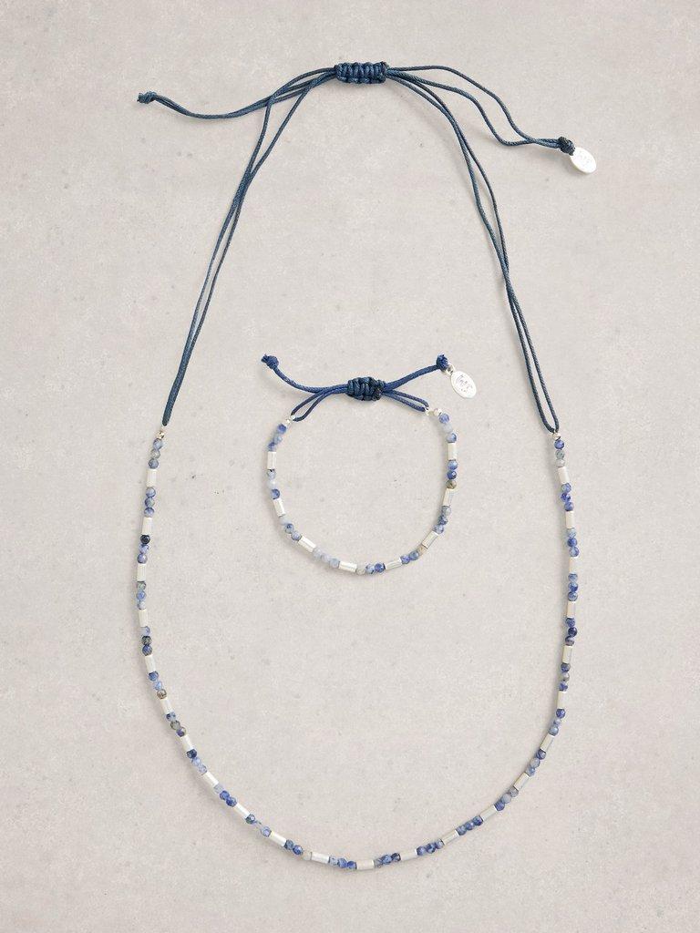 2PK Nikki Necklace  Bracelet in BLUE MLT - FLAT FRONT