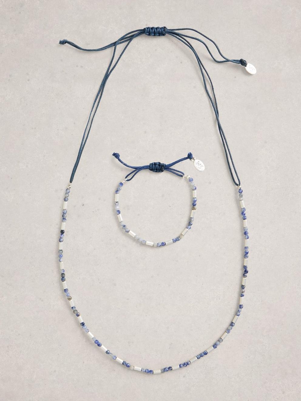 2PK Nikki Necklace  Bracelet in BLUE MLT - FLAT FRONT