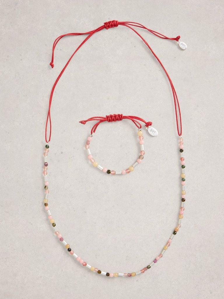 2PK Nikki Necklace  Bracelet in PINK MLT - FLAT FRONT