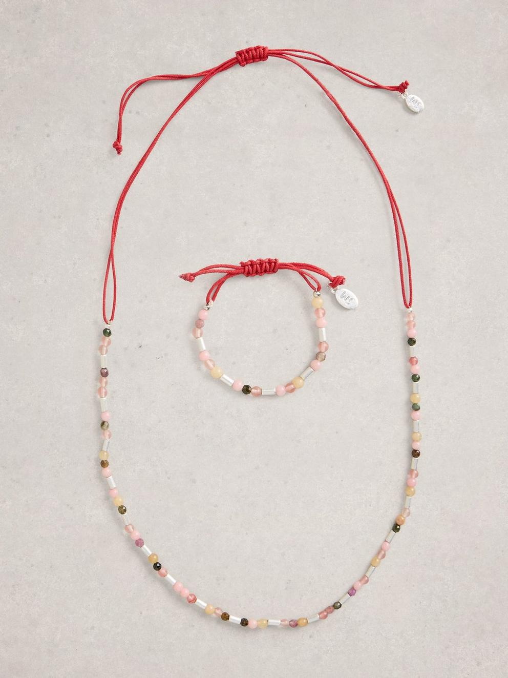 2PK Nikki Necklace  Bracelet in PINK MLT - FLAT FRONT