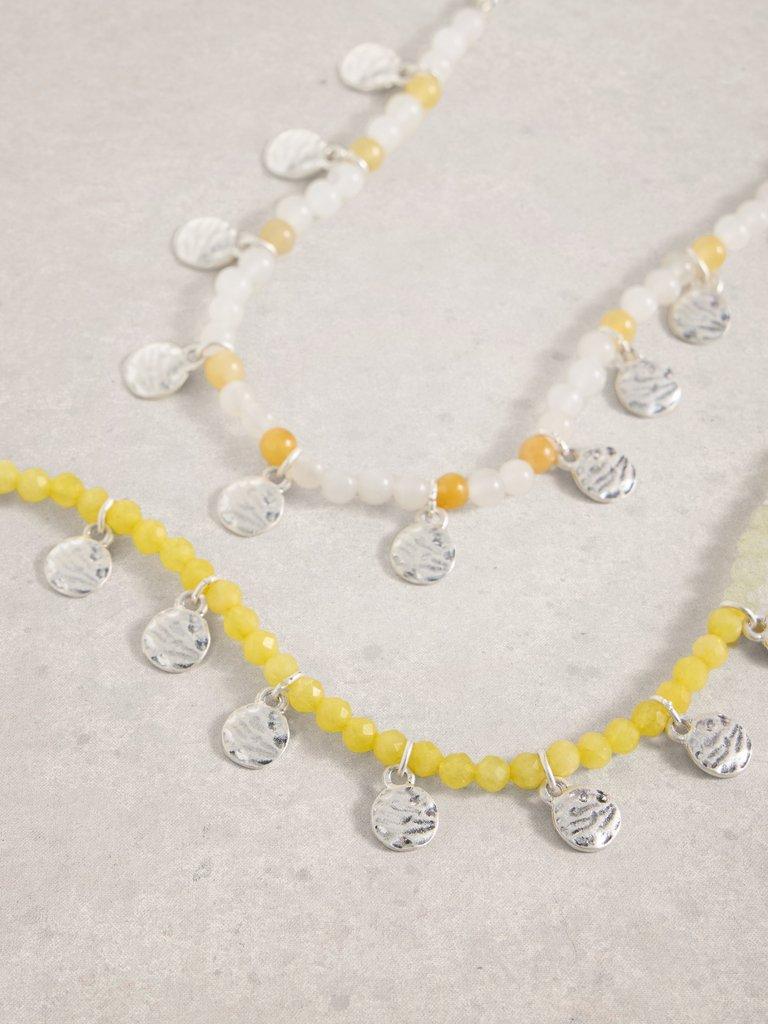 Ella MultiLayer Disk Necklace in LGT YELLOW - FLAT DETAIL